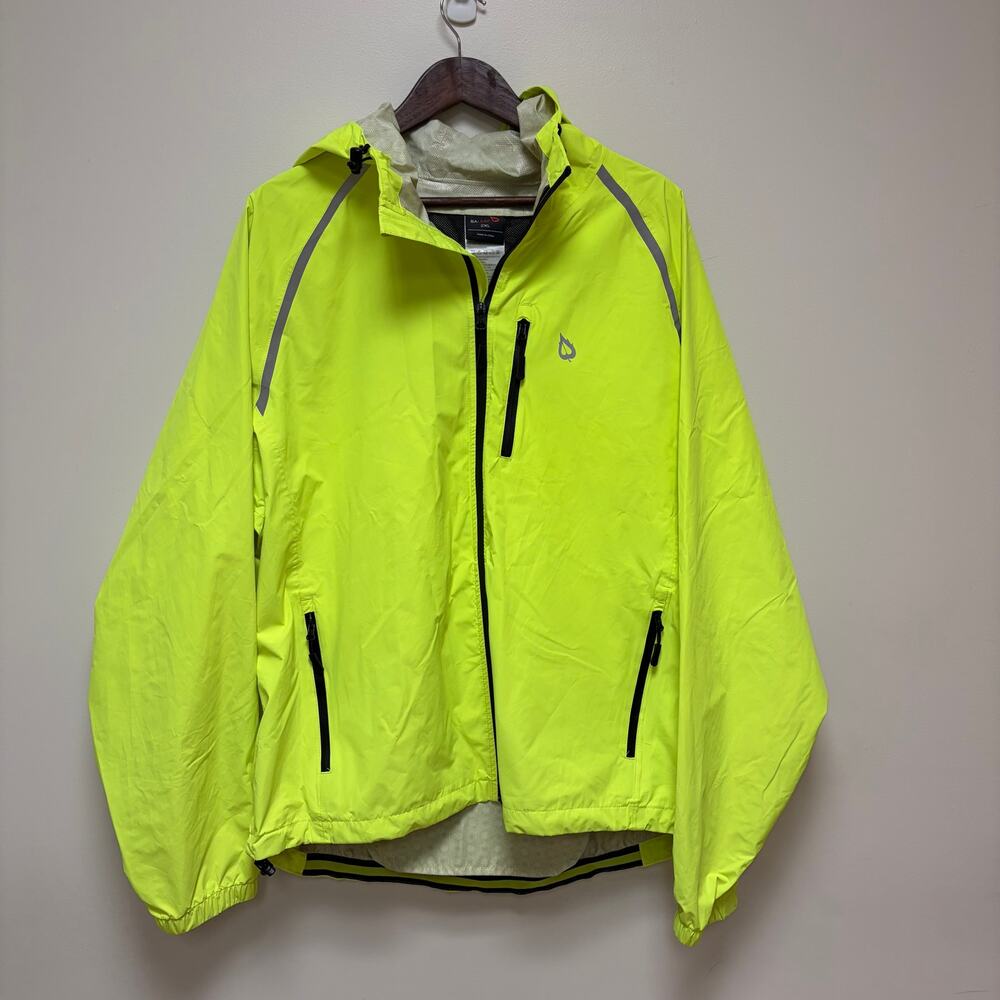 Baleaf Men's Cycling Running Rain Jacket Neon Yellow Hi-Vis Windbreaker 2XL